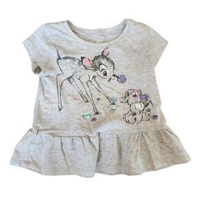 Jumping Beans Disney Girls Bambi Short Sleeve Peplum Shirt Size 18 months